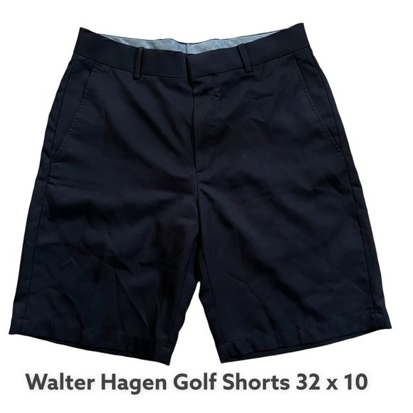 Walter Hagen Size 32 Black Flat Front 4 pocket Golf Shorts 10" Inseam - Picture 1 of 7